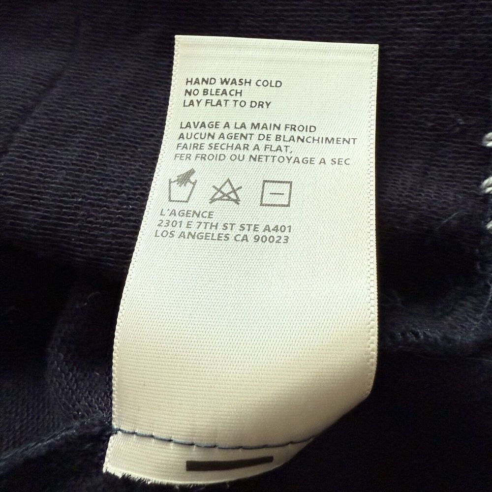 L'Agence Christy Split Hem Long Sleeve Embroidered Sweatshirt Medium Midnight - Picture 6 of 6